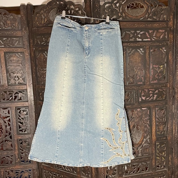 Low rise denim maxi skirt - Picture 5 of 6